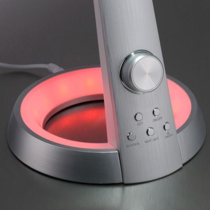 Paul Neuhaus 4591-95 - LED RGB Hämardatav laualamp BILL LED/5,7W/230V 3000-6500K USB + LED/1,6W matt kroom