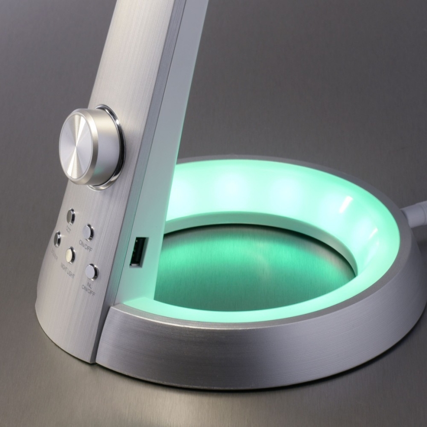 Paul Neuhaus 4591-95 - LED RGB Hämardatav laualamp BILL LED/5,7W/230V 3000-6500K USB + LED/1,6W matt kroom