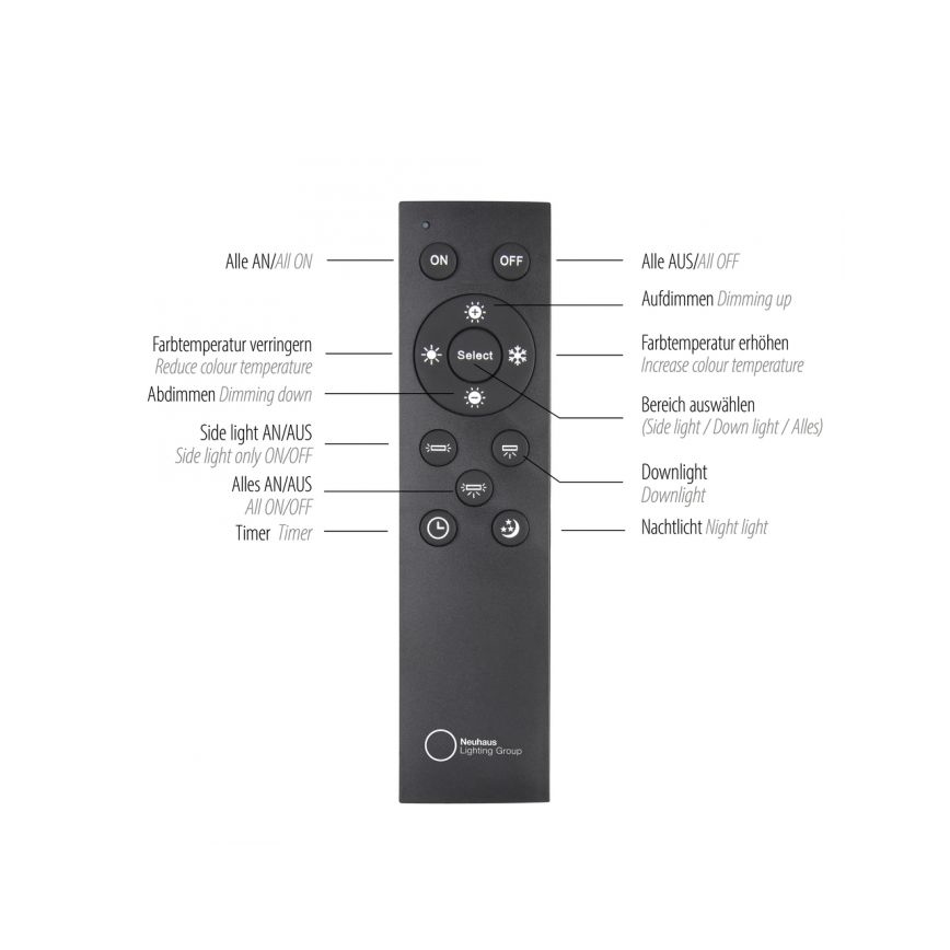 Paul Neuhaus 6121-79 - LED Hämardatav kohtvalgusti PURE 4xLED/4W/230V + LED/9W 2700-5000K + kaugjuhtimispult