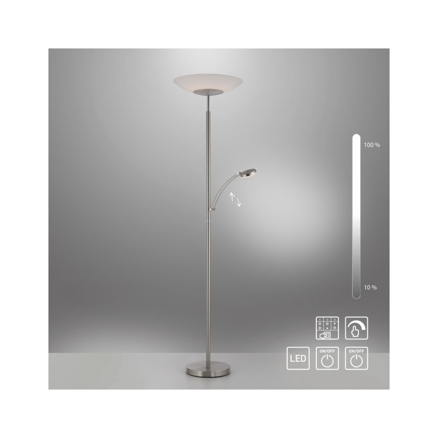 Paul Neuhaus 655-55 - LED Hämardatav põrandalamp ALFRED 1xLED/28W+1xLED/4W/230V läikiv kroom