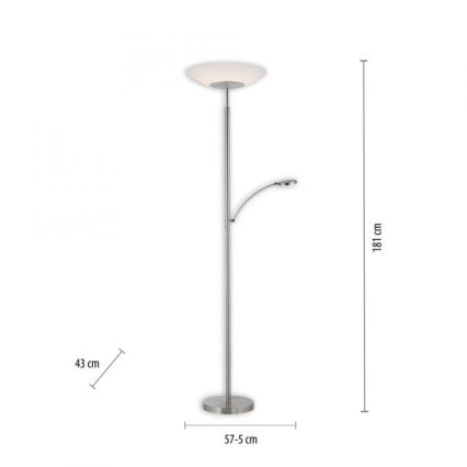 Paul Neuhaus 655-55 - LED Hämardatav põrandalamp ALFRED 1xLED/28W+1xLED/4W/230V läikiv kroom