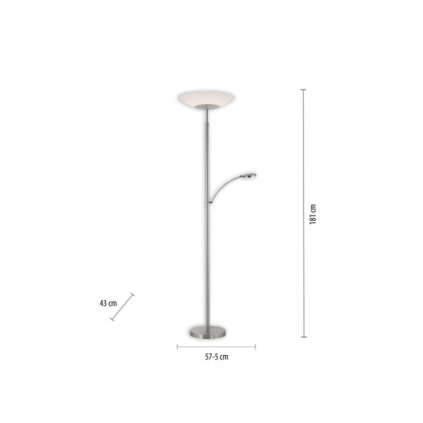 Paul Neuhaus 655-55 - LED Hämardatav põrandalamp ALFRED 1xLED/28W+1xLED/4W/230V läikiv kroom