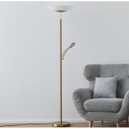 Paul Neuhaus 655-60 - LED-hämardatav põrandalamp ALFRED LED/28W/230V+LED/4W/230V messing