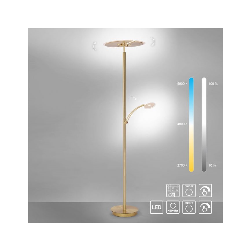 Paul Neuhaus 673-60- LED Hämardatav põrandalamp ARTUR 2xLED/21W/230V+1xLED/6W kuldne