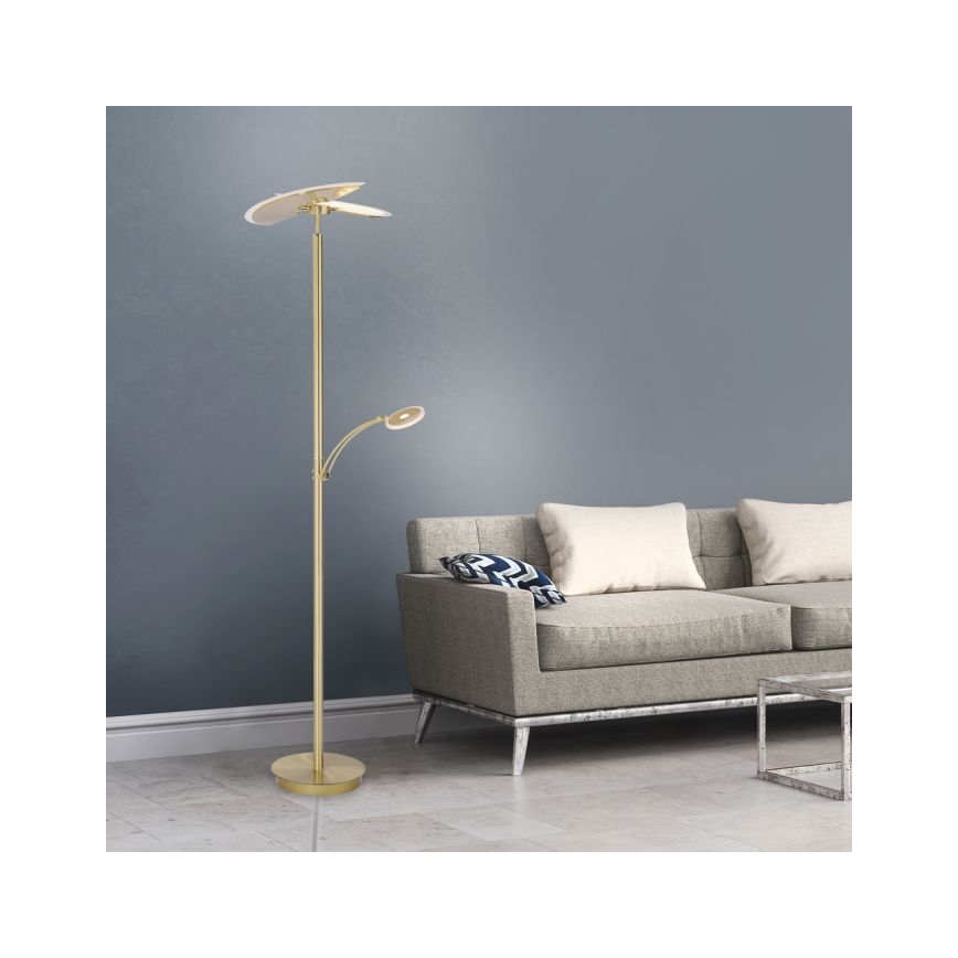 Paul Neuhaus 673-60 - Hämardatav LED-põrandalamp ARTUR 2xLED/21W/230V+LED/6W kuldne