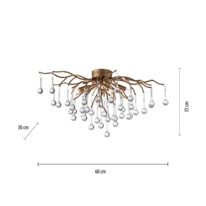 Paul Neuhaus 8090-11 - Pinnale kinnitatav lühter ICICLE 4xG9/40W/230V 30x60 cm messing