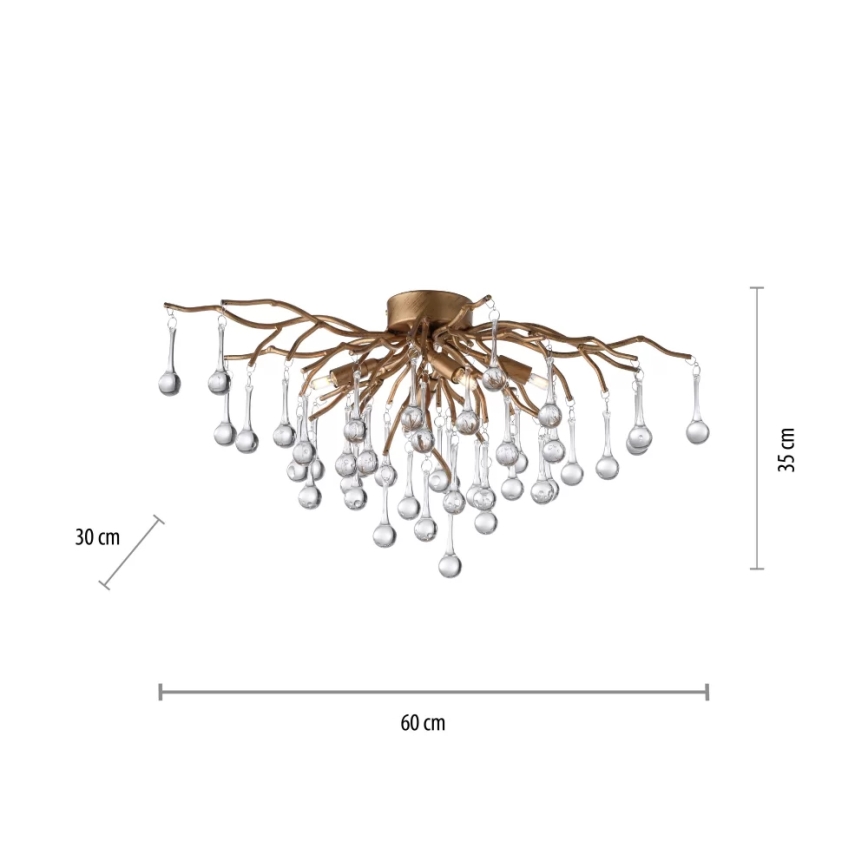 Paul Neuhaus 8090-11 - Pinnale kinnitatav lühter ICICLE 4xG9/40W/230V 30x60 cm messing