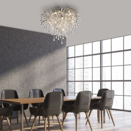 Paul Neuhaus 8091-55 - Pinnale kinnitatav lühter ICICLE 9xG9/40W/230V d. 50 cm läikiv kroom