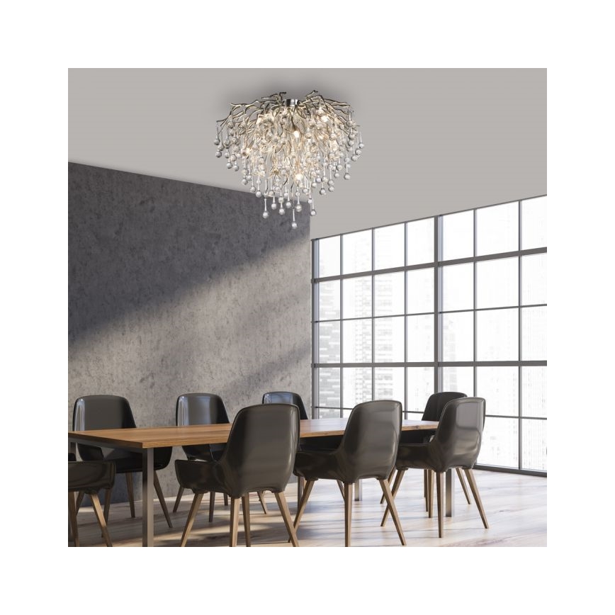Paul Neuhaus 8091-55 - Pinnale kinnitatav lühter ICICLE 9xG9/40W/230V d. 50 cm läikiv kroom