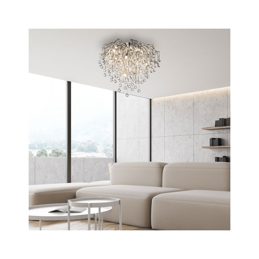 Paul Neuhaus 8091-55 - Pinnale kinnitatav lühter ICICLE 9xG9/40W/230V d. 50 cm läikiv kroom