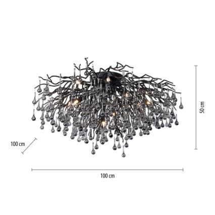 Paul Neuhaus 8092-18 - pinnapealne lühter ICICLE, 14xG9/40W/230V, läbimõõt 100 cm, must