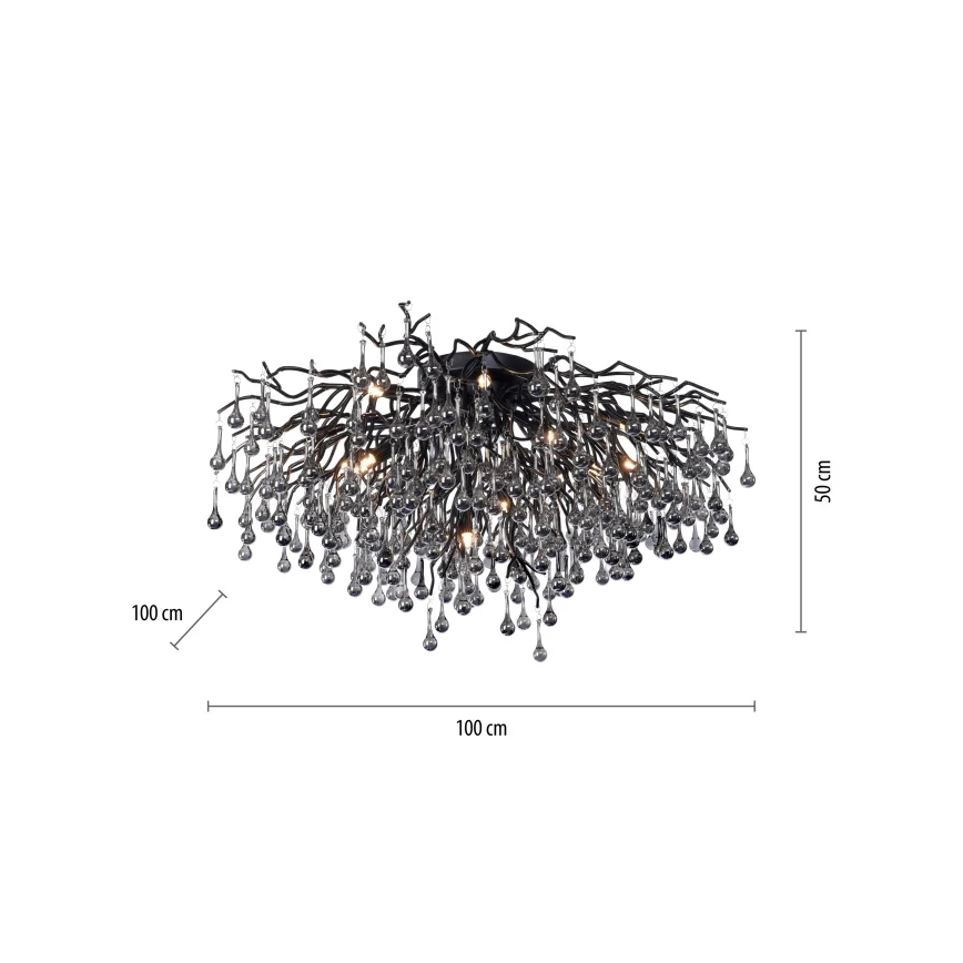 Paul Neuhaus 8092-18 - pinnapealne lühter ICICLE, 14xG9/40W/230V, läbimõõt 100 cm, must