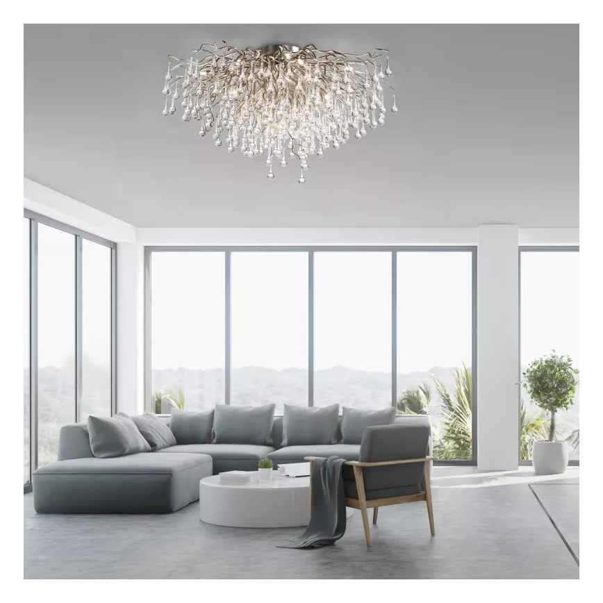 Paul Neuhaus 8092-55 - Pinnapealne laelühter ICICLE 14xG9/40W/230V, läbimõõt 100 cm, läikiv kroom