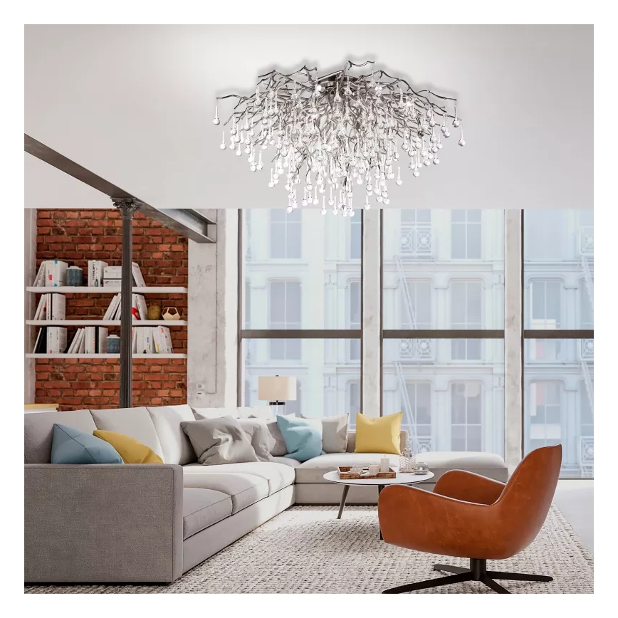 Paul Neuhaus 8092-55 - Pinnapealne laelühter ICICLE 14xG9/40W/230V, läbimõõt 100 cm, läikiv kroom