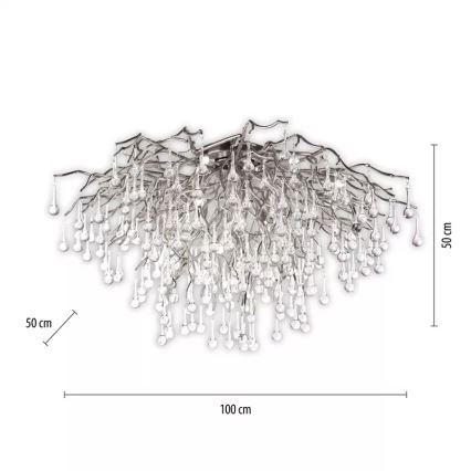 Paul Neuhaus 8092-55 - Pinnapealne laelühter ICICLE 14xG9/40W/230V, läbimõõt 100 cm, läikiv kroom