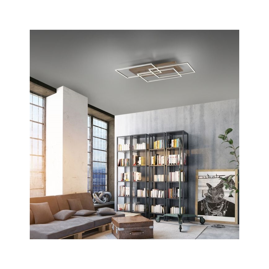 Paul Neuhaus 8330-79 - LED Hämardatav pinnale kinnitatav lühter PALMA 3xLED/12W/230V mänd + kaugjuhtimispult