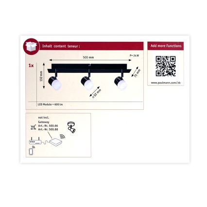 Paulmann 50099 - 3xLED/6,5 Hämardatav kohtvalgusti SMART DEON 230V ZigBee