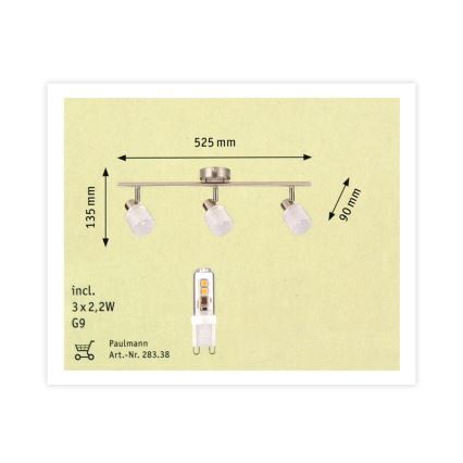 Paulmann 60200 - 3 x LED-G9/2,2W Kohtvalgusti HELIX 230V