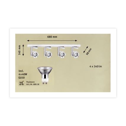 Paulmann 60239 - 4xGU10/40W Kohtvalgusti TURN 230V