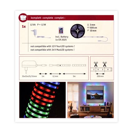 Paulmann 70513 - LED RGB/10W Hämardatav riba SIMPLED 5m 230V + Pult