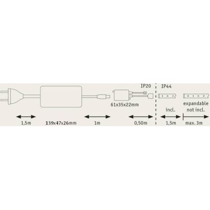 Paulmann 70627 - LED RGB/18W IP44 Hämardatav riba vannituppa MAXLED 1,5 m 230V + kaugjuhtimispult