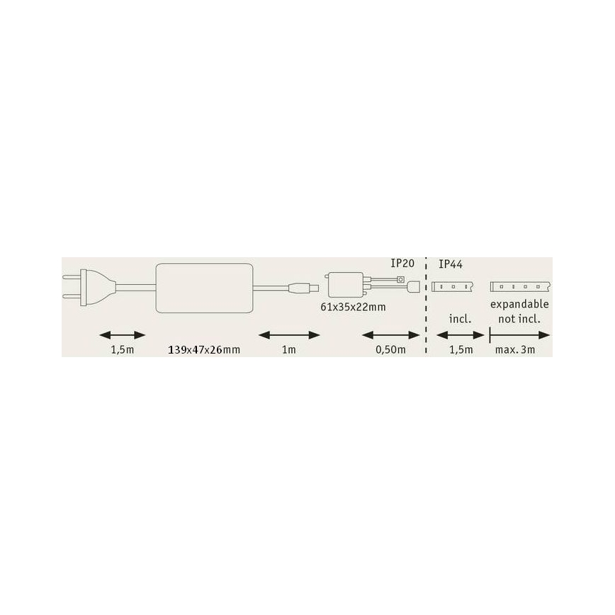 Paulmann 70627 - LED RGB/18W IP44 Hämardatav riba vannituppa MAXLED 1,5 m 230V + kaugjuhtimispult