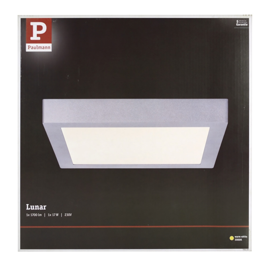 Paulmann 70650 - LED/17W Laevalgusti LUNAR 230V 30x30 cm matt kroom