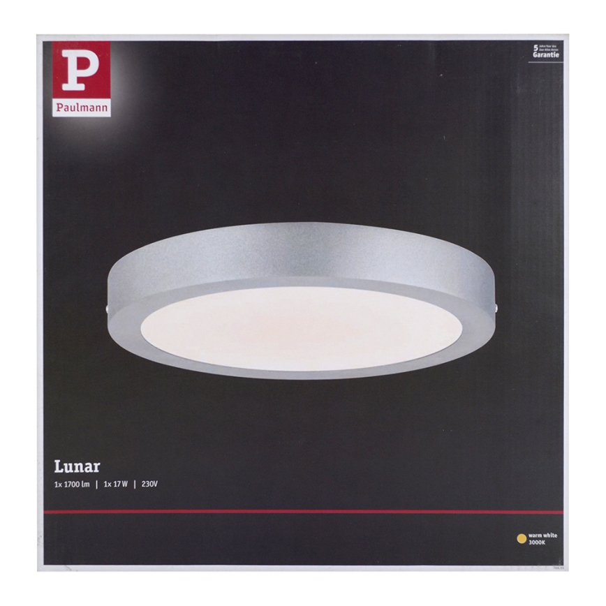 Paulmann 70655 - LED/17W Laevalgusti LUNAR 230V d. 30 cm matt kroom