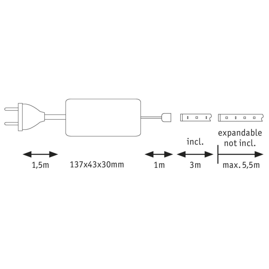 Paulmann 70666 - LED/20W IP44 Hämardatav riba vannituppa MAXLED 3 m 2700K 230V