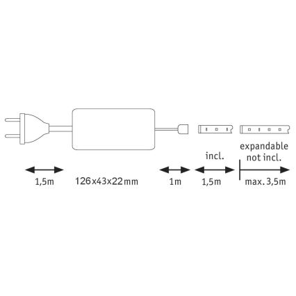 Paulmann 70667 - LED/9W IP44 Hämardatav riba vannituppa MAXLED 1,5 m 6500K 230V