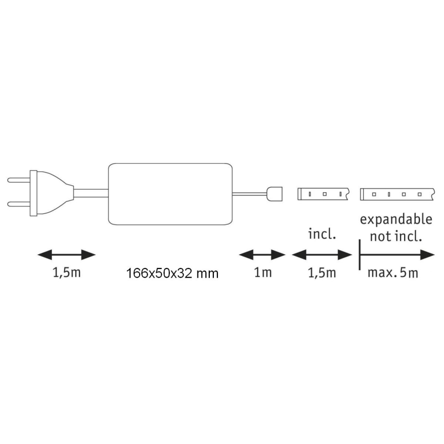 Paulmann 70672 - LED/18W IP44 Hämardatav riba vannituppa MAXLED 1,5 m 2700K 230V