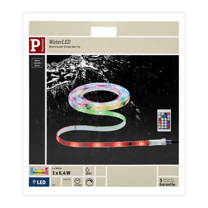 Paulmann 70698 -LED RGB/6,4W IP67 Hämardatav väliriba WATERLED 3m 230V+ pult
