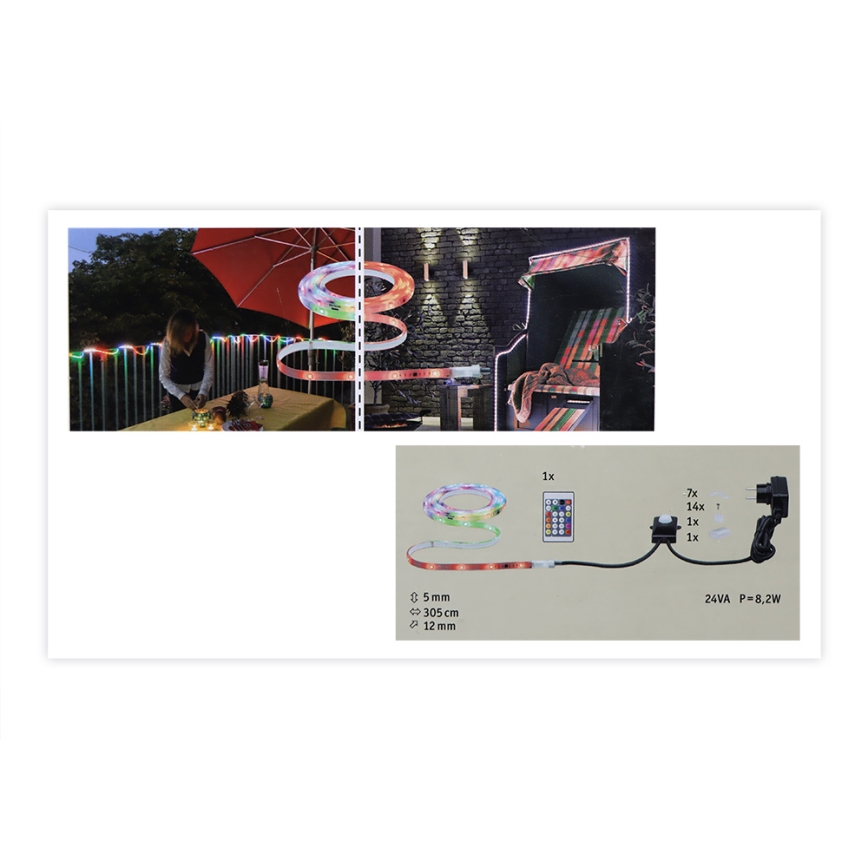 Paulmann 70698 -LED RGB/6,4W IP67 Hämardatav väliriba WATERLED 3m 230V+ pult