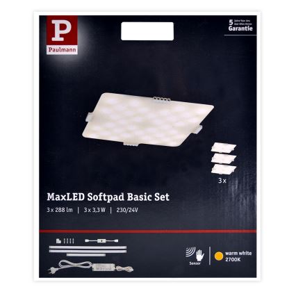 Paulmann 70710 - KOMPLEKT 3xLED/3,3W Mööblivalgustus anduriga SOFTPAD 230V 2700K