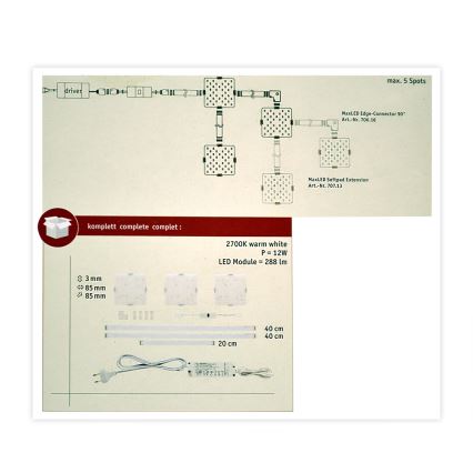 Paulmann 70710 - KOMPLEKT 3xLED/3,3W Mööblivalgustus anduriga SOFTPAD 230V 2700K