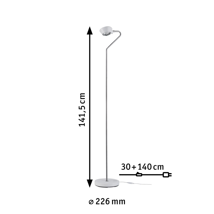 Paulmann 70920 - LED/7,5W Hämardatav põrandalamp RAMOS 230V valge/läikiv kroom