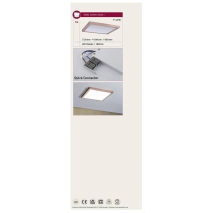 Paulmann 70941 - LED/20W Kinnitatav paneel ATRIA 230V 4000K 30x30 cm Roosa kuldne