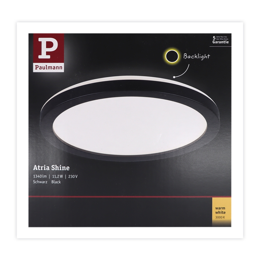 Paulmann 70997 - LED/11,2W Kinnitatav paneel ATRIA 230V 3000K d. 19 cm must