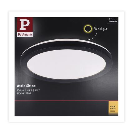 Paulmann 70997 - LED/11,2W Kinnitatav paneel ATRIA 230V 3000K d. 19 cm must