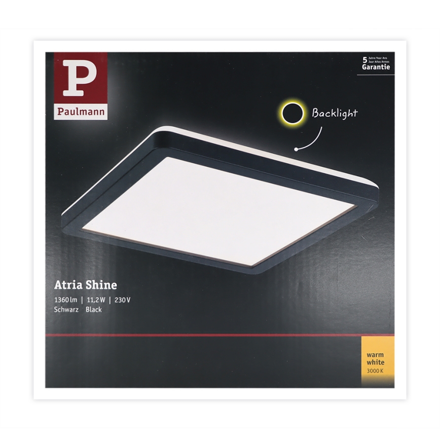Paulmann 71000 - LED/11,2W Kinnitatav paneel ATRIA 230V 3000K 19x19 cm must