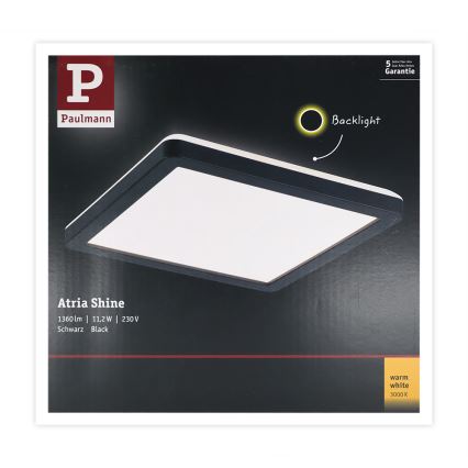 Paulmann 71000 - LED/11,2W Kinnitatav paneel ATRIA 230V 3000K 19x19 cm must