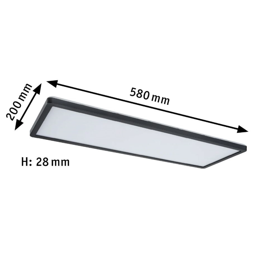 Paulmann 71003 - LED/22W Hämardatav valguspaneel ATRIA 230V 3000K 20x58 cm must