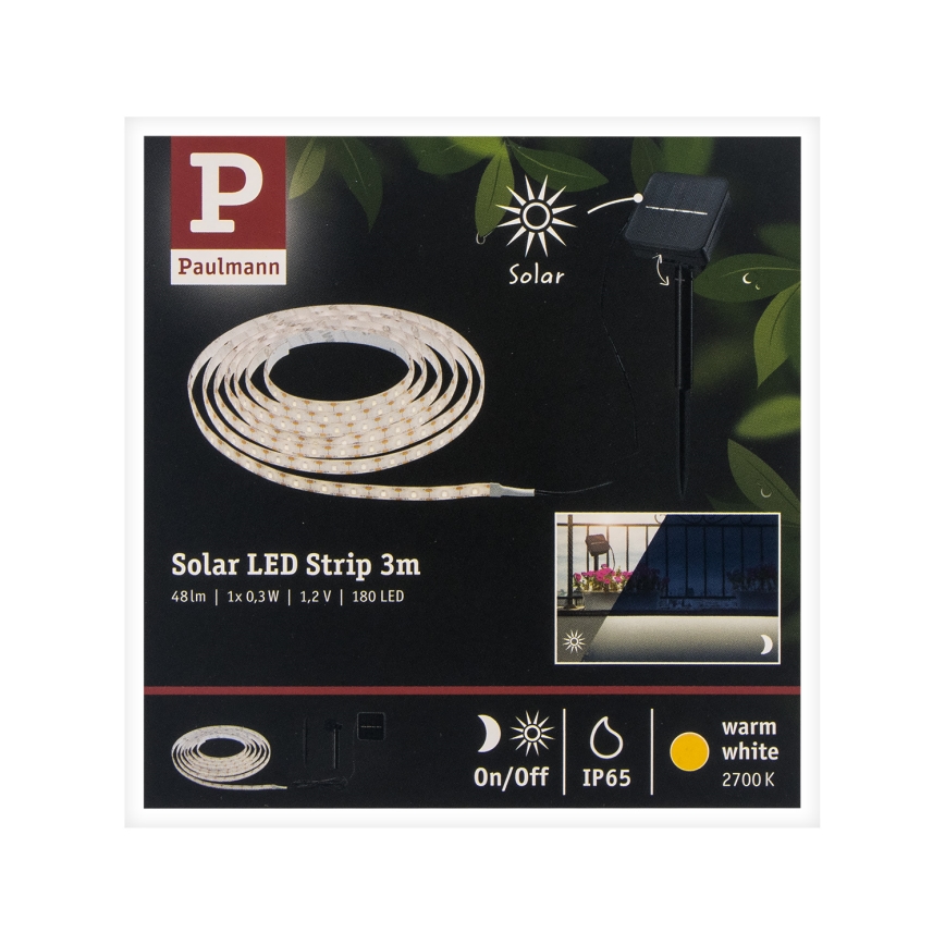 Paulmann 78896 - LED/0,3W IP44 Päikesepaneeliga riba 3m 1,2V 1000 mAh