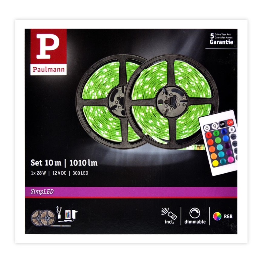 Paulmann 78980 - LED RGB/28W Hämardatav riba SIMPLED 10m 230V + Pult