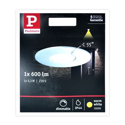 Paulmann 79668 - LED/5,3 W IP44 Süvistatav vannitoavalgusti HOUSE 230V