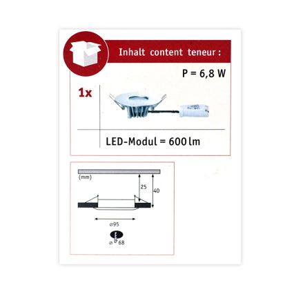 Paulmann 79668 - LED/5,3 W IP44 Süvistatav vannitoavalgusti HOUSE 230V