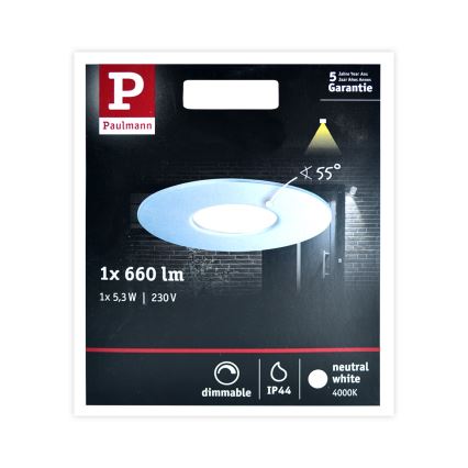 Paulmann 79669 - LED/5,3W IP44 Hämardatav süvistatav vannitoavalgusti HOUSE 230V