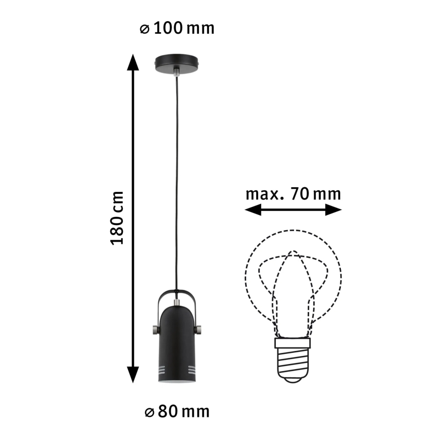 Paulmann 79766 - LED RGBW 1xE27/15W rippvalgusti kaabliga LAVEA 230V must