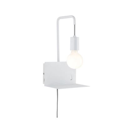 Paulmann 79812 - 1xE27/40W seinavalgusti riiuliga ja USB-pordiga CALVANI 230V valge