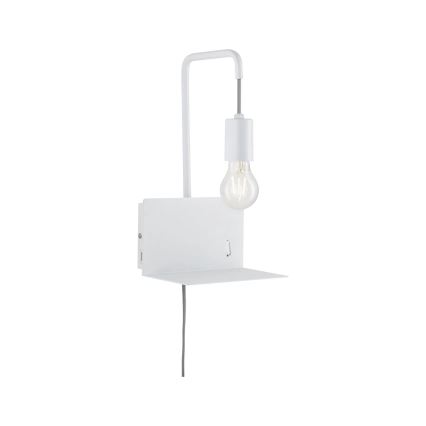 Paulmann 79812 - 1xE27/40W seinavalgusti riiuliga ja USB-pordiga CALVANI 230V valge